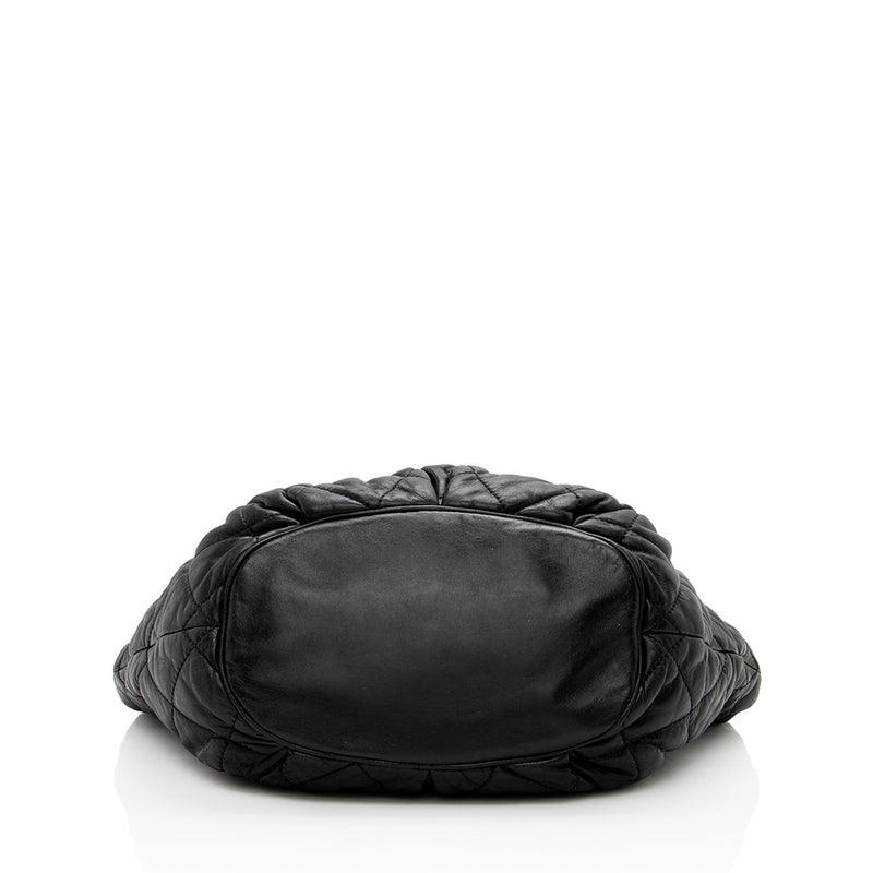 Chanel Lambskin Bubble Quilted Drawstring Shoulder Bag (SHF-15889)