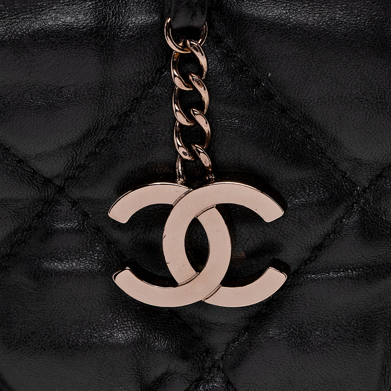 Chanel Lambskin Bubble Quilted Drawstring Shoulder Bag (SHF-15889)