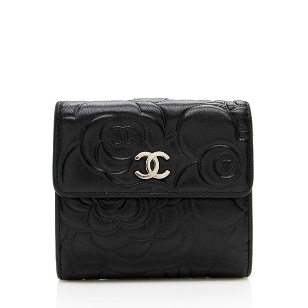 Chanel Light Blue Leather Crystal Embellished Camellia Embossed Card Holder  Chanel | The Luxury Closet