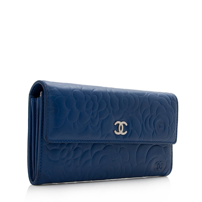 Chanel Lambskin Camellia CC Flap Long Wallet (SHF-15840)