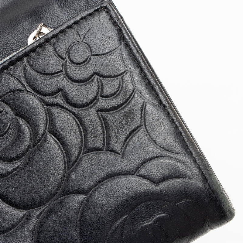 Chanel Black Leather Camelia Flap Bag