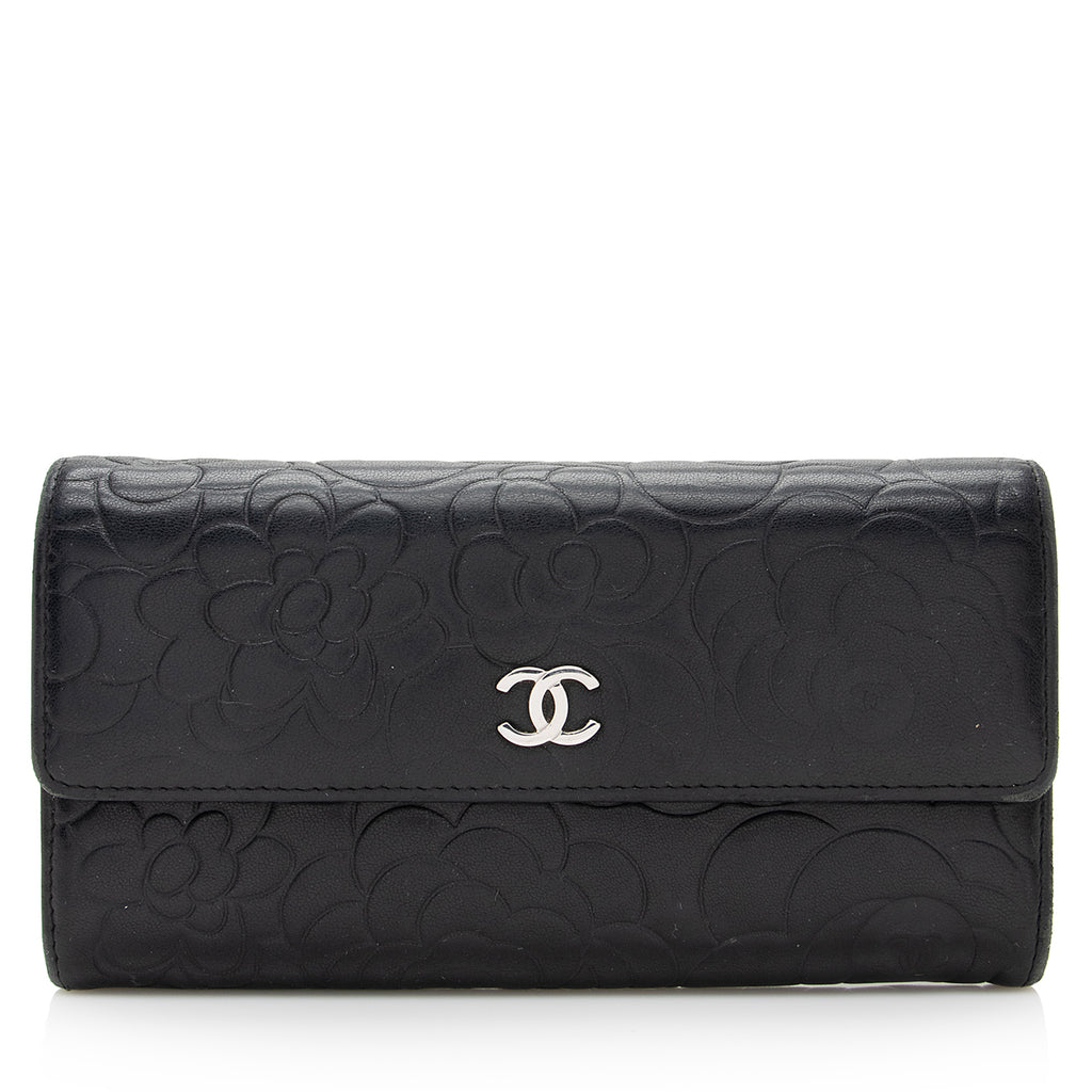 CHANEL Authentic Matrasse Lambskin Long Wallet Coco Mark Folding Wallet  japan