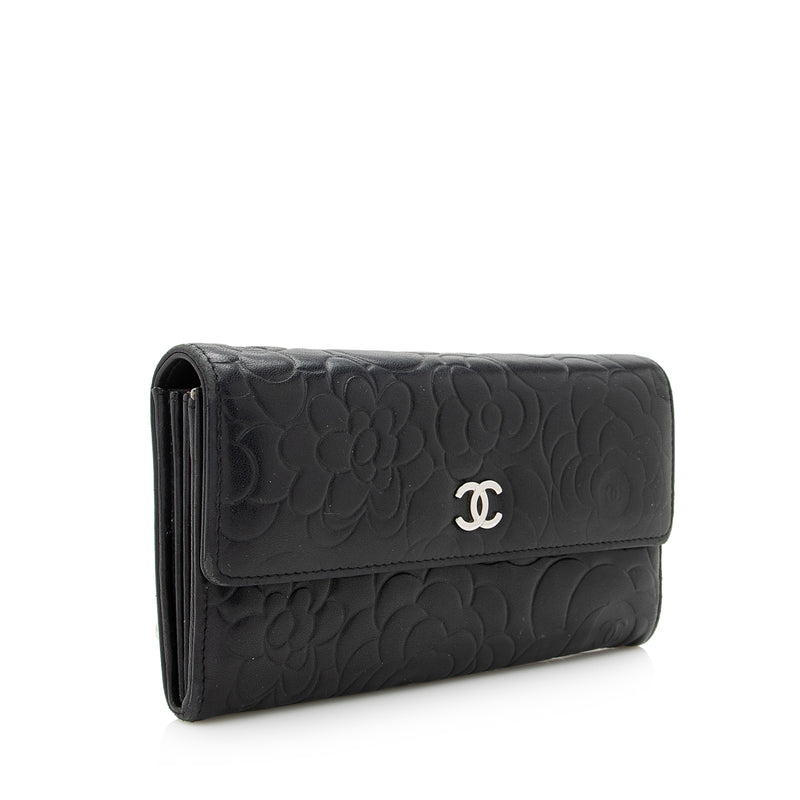 Chanel Lambskin Camellia CC Flap Long Wallet (SHF-22609)