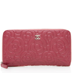 Chanel Lambskin Camellia Zip Wallet (SHF-15991)
