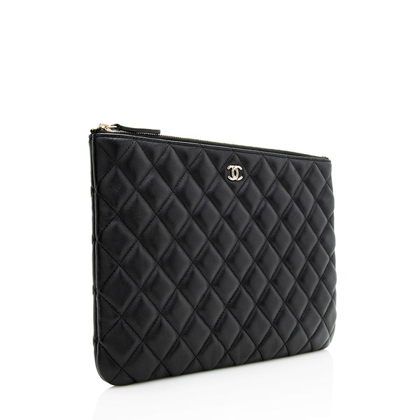 Chanel Black Quilted Caviar Mini O Case Pale Gold Hardware, 2022
