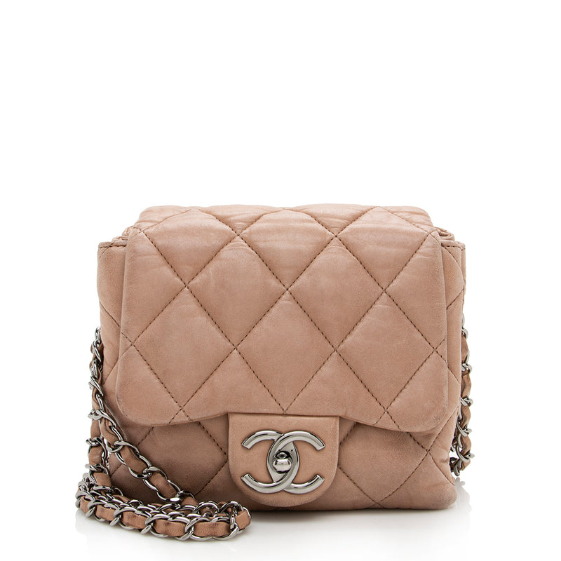 CHANEL Lambskin Quilted Mini Top Handle Rectangular Flap Light Brown  1165609