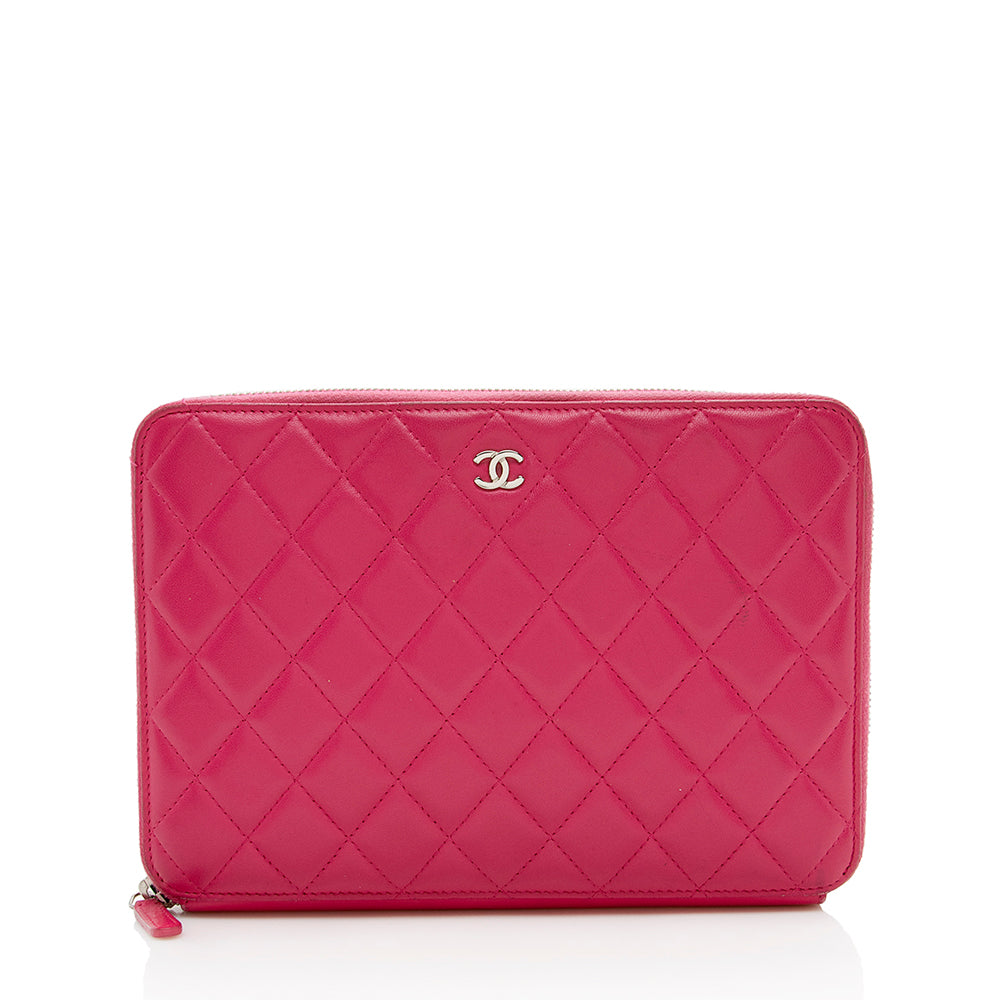 Sell Chanel Large Quilted Lambskin Zip Around Organizer Wallet - Soft Pink