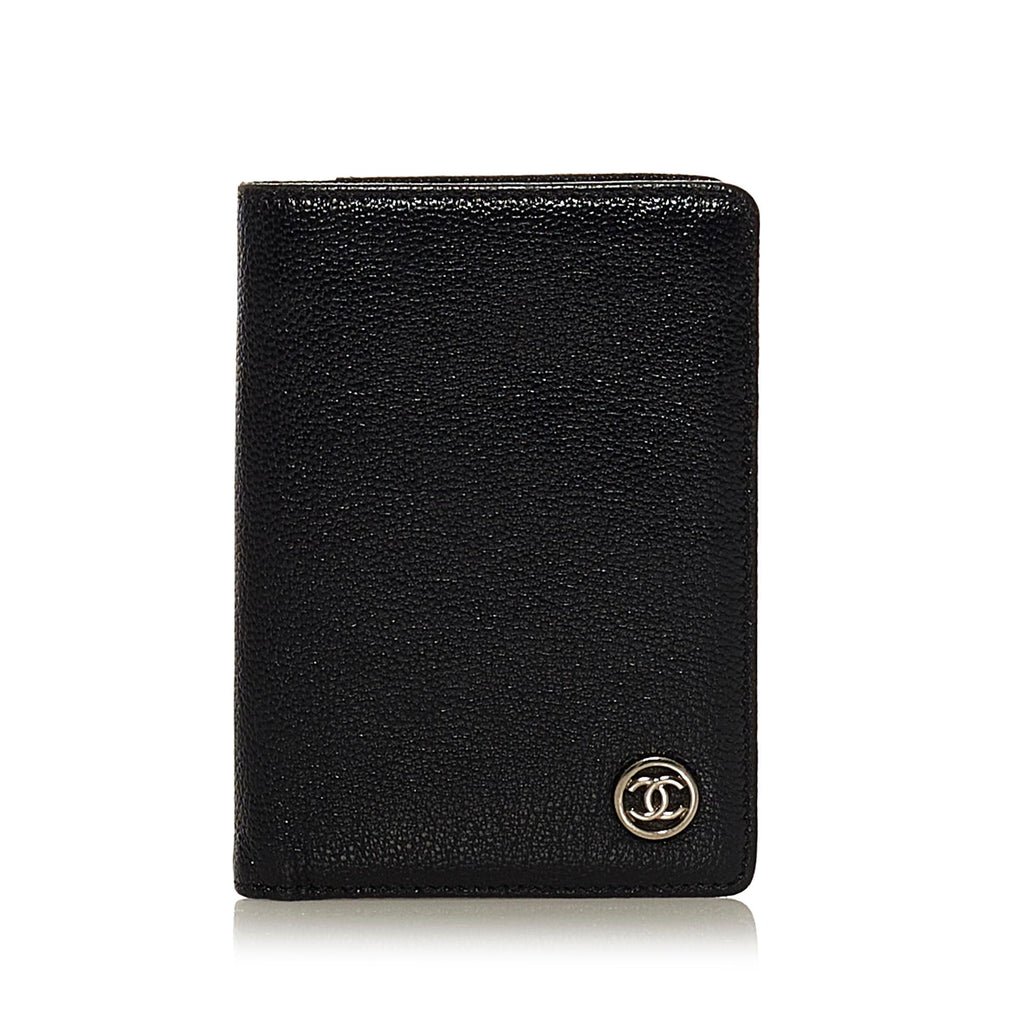 Chanel dark beige grained calfskin zippy wallet