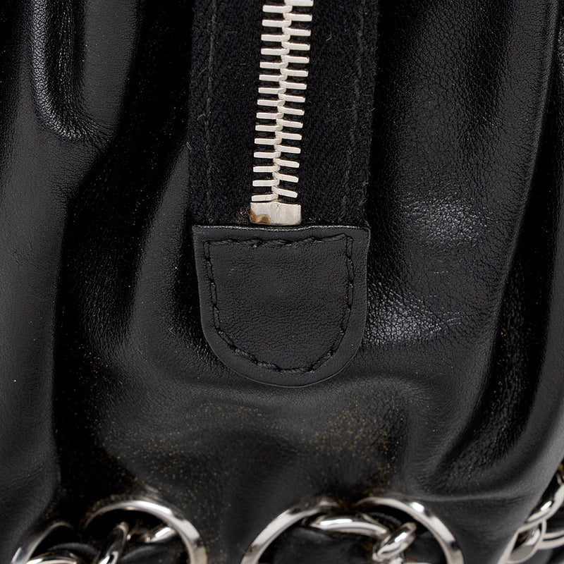 Chanel Black Leather Diagonal CC Ligne Accordion Shoulder Bag Chanel