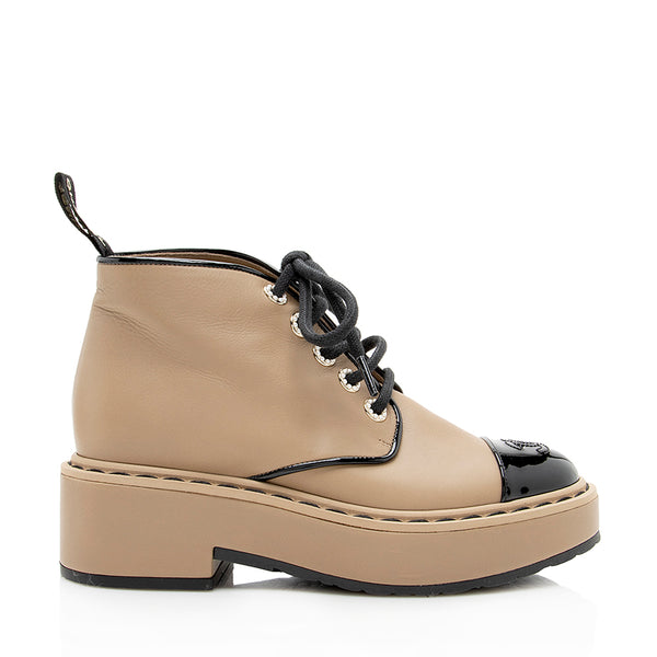 Chanel Leather Platform Combat Boots - Size 6.5 / 36.5 (SHF-19312)