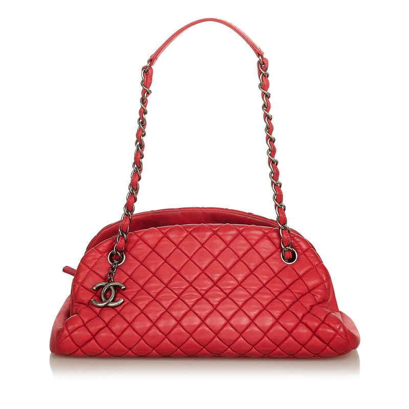 CHANEL Pink Quilted Lambskin Leather Just Mademoiselle Bowling Bag