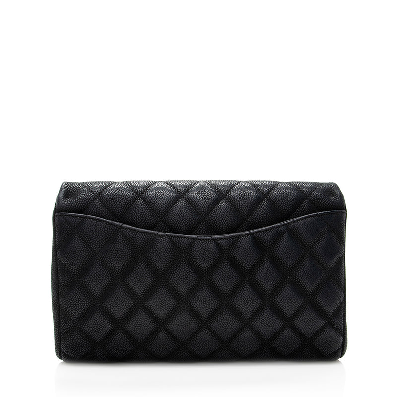 Chanel Matte Caviar Leather Chain Flap Clutch Bag (SHF-19570)