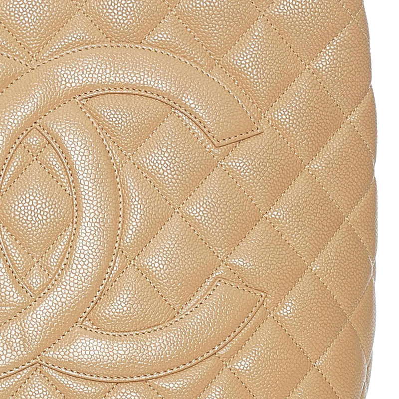 Chanel Beige Quilted Caviar Leather Medallion Tote by WP Diamonds
