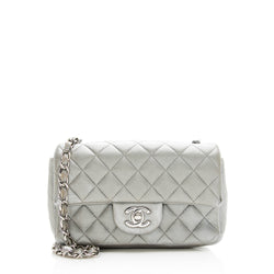 Authentic Chanel Seafoam Green Lambskin Quilted Rectangular Mini