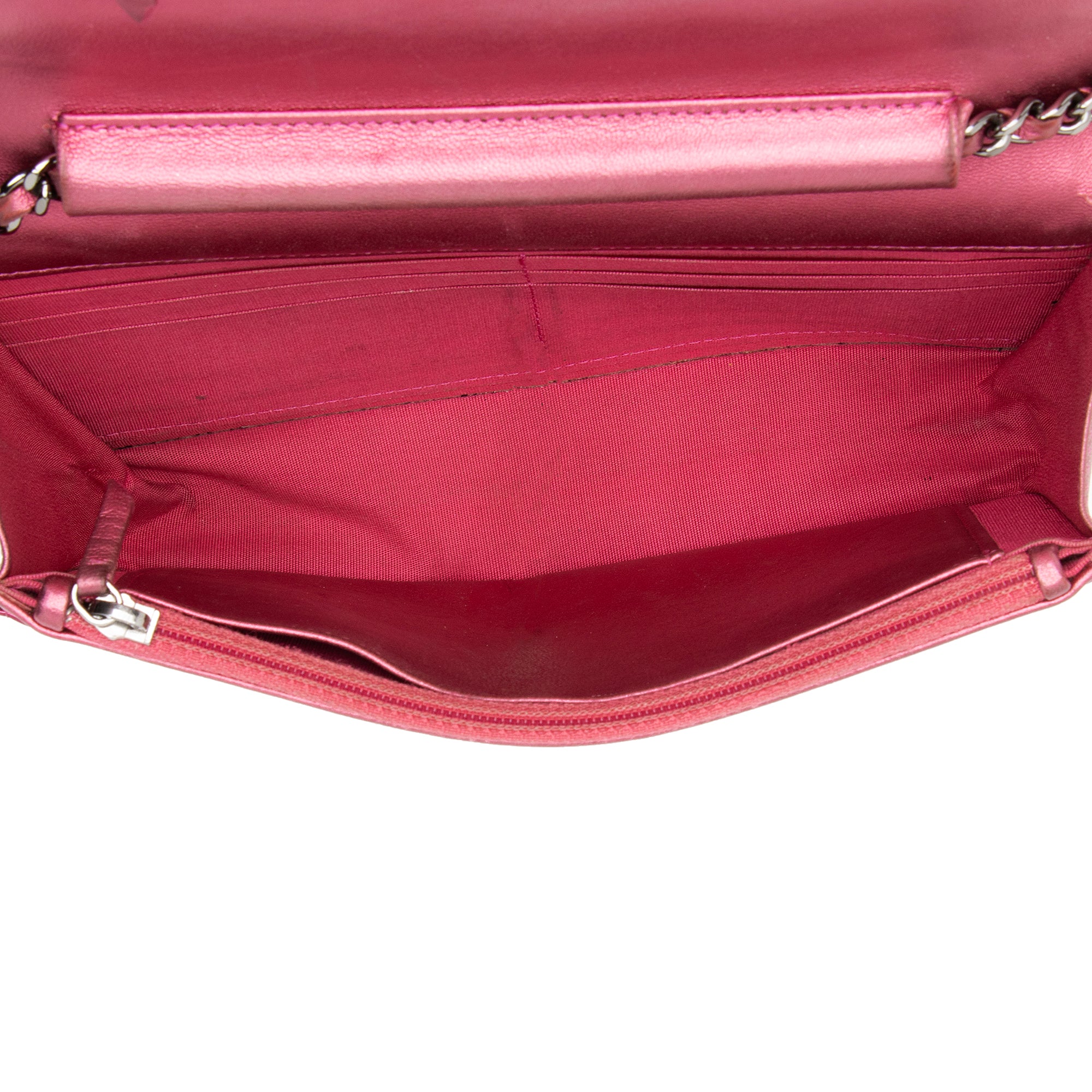 Chanel Metallic Patent Leather Boy Wallet on Chain Bag (SHF-jbDAXs)