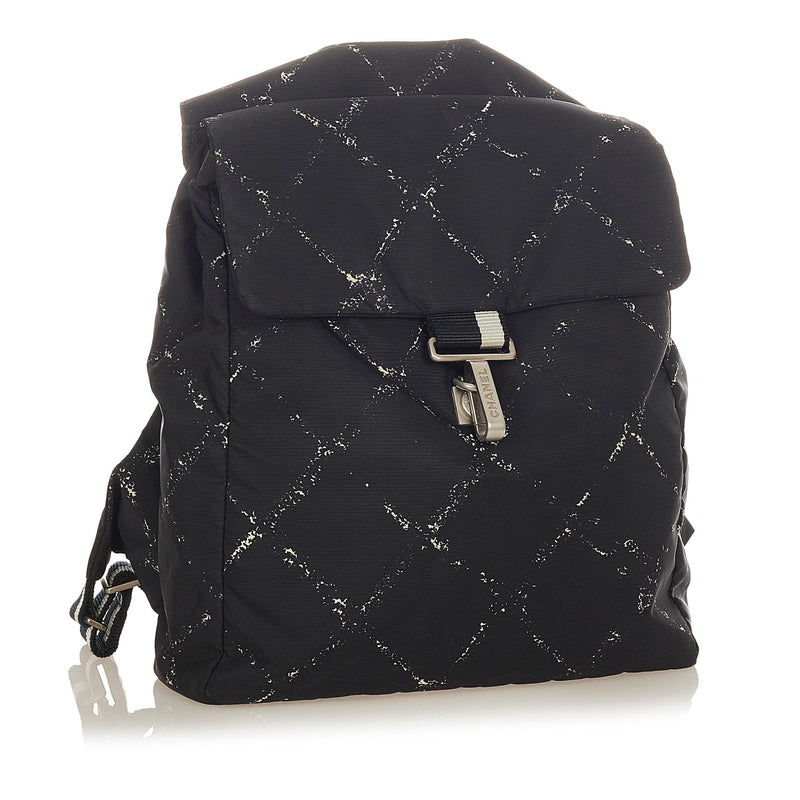 CHANEL Nylon Drawstring Backpack Black 398535