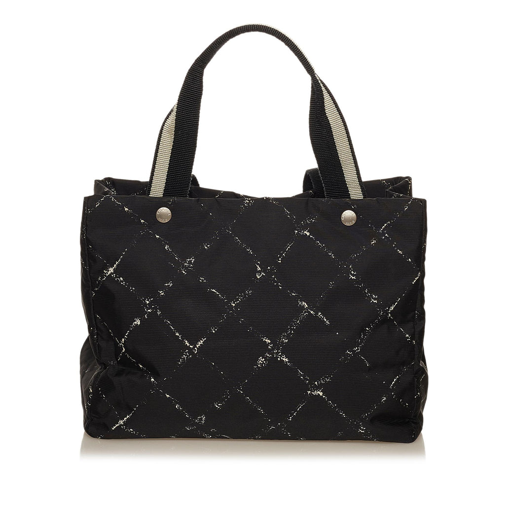 Chanel Black Iridescent Traveline CC Logo Bag