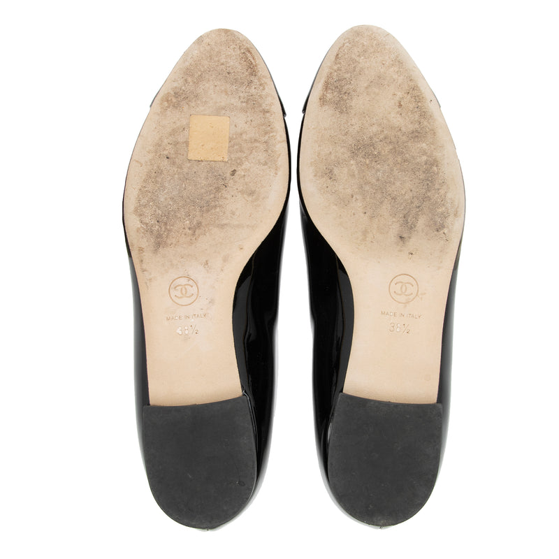 Chanel Patent Calfskin CC Cap Toe Ballet Flats - Size 8.5 / 38.5  (SHF-SGOQ3I)