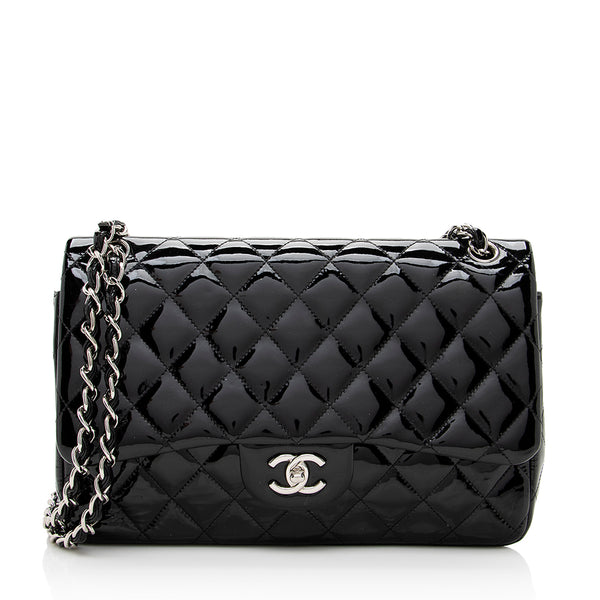 Chanel Patent Leather Classic Jumbo Double Flap Shoulder Bag (SHF-19063)