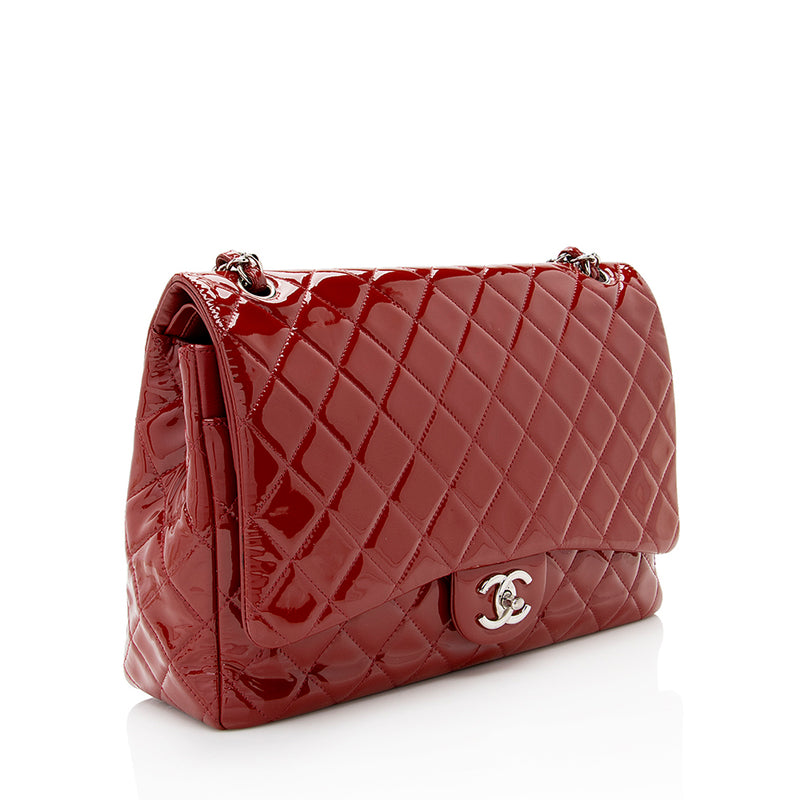 Chanel Patent Leather Classic Maxi Double Flap Bag (SHF-19647)