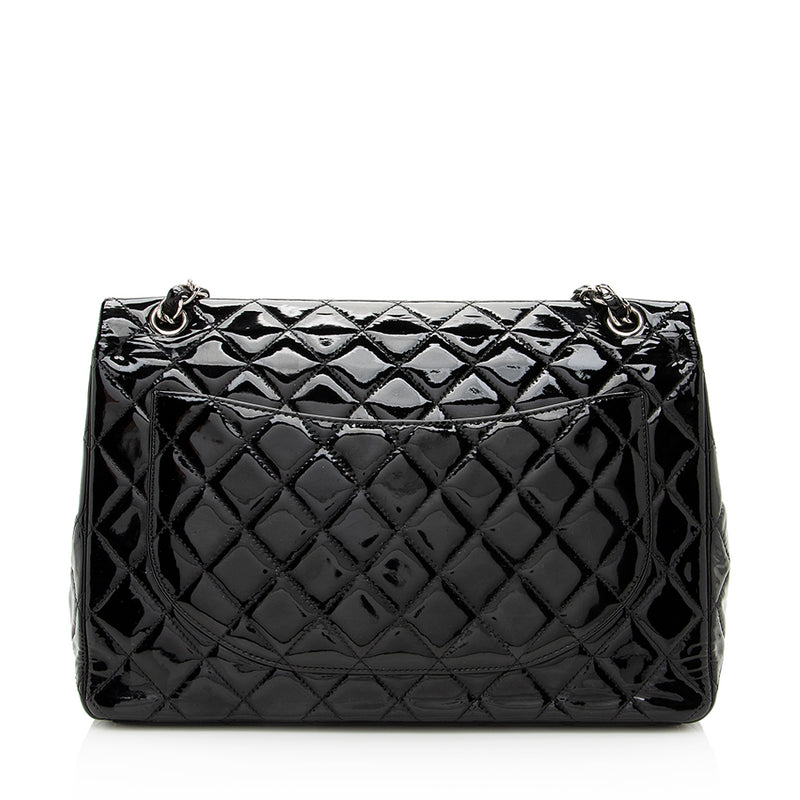 Chanel Patent Leather Classic Maxi Double Flap Bag (SHF-19844
