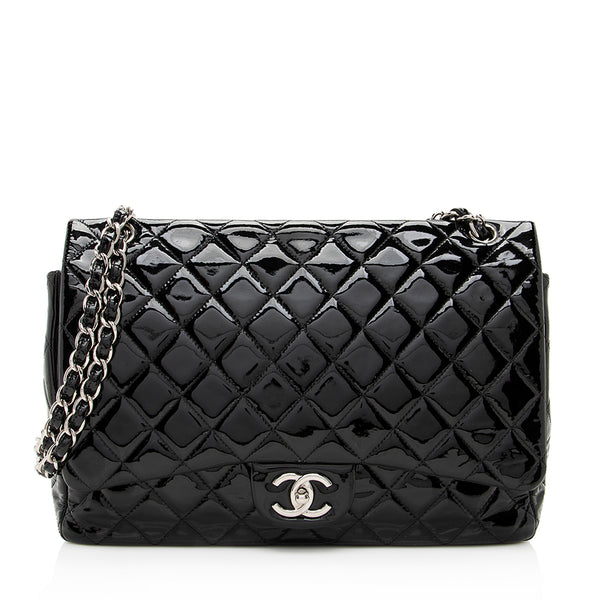 Chanel Patent Leather Classic Maxi Double Flap Bag (SHF-19844)