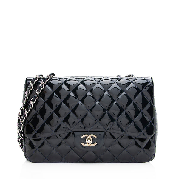 chanel black patent leather purse crossbody