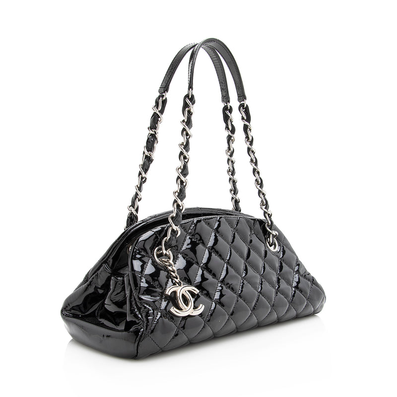 Chanel Patent Leather Just Mademoiselle Petite Bowler Bag (SHF-22283)