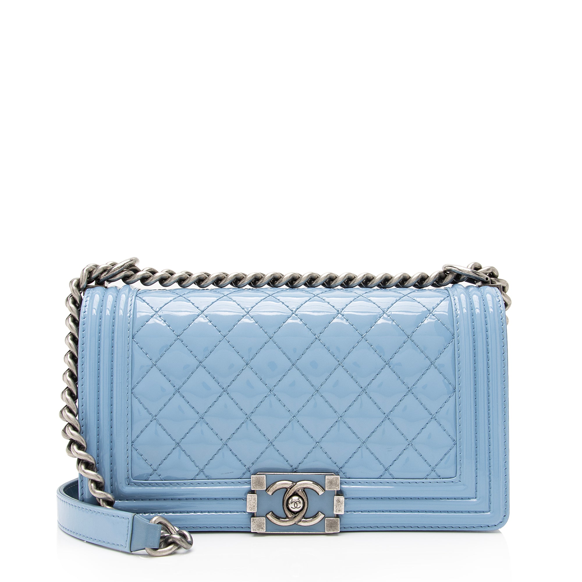 Chanel Patent Leather Old Medium Boy Bag (SHF-23614)