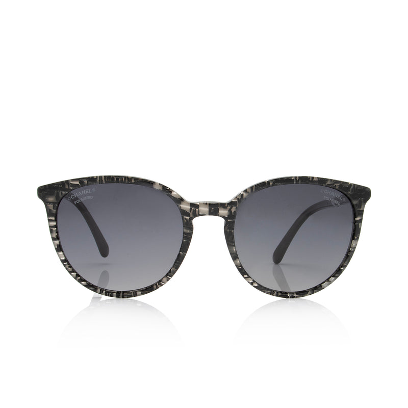 Vintage Chanel CC Interlocking Black Large Side Logo Grey Lens Sunglasses