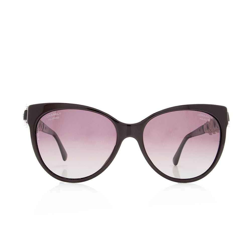 CHANEL Polarized Bijou Cat Eye Sunglasses 5354 Black 625809