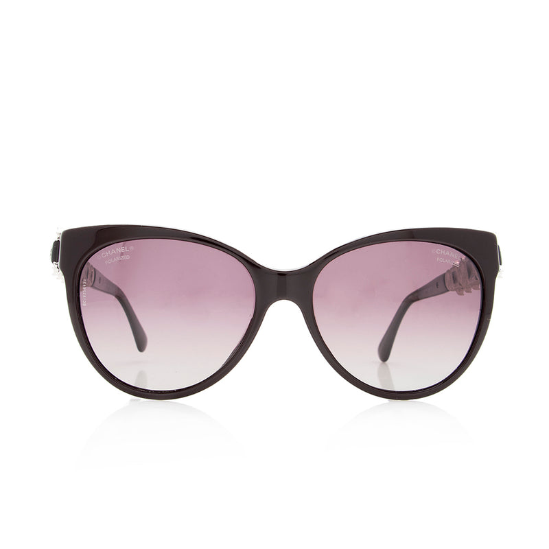 Chanel Black Interlocking CC Logo Cat-Eye Sunglasses