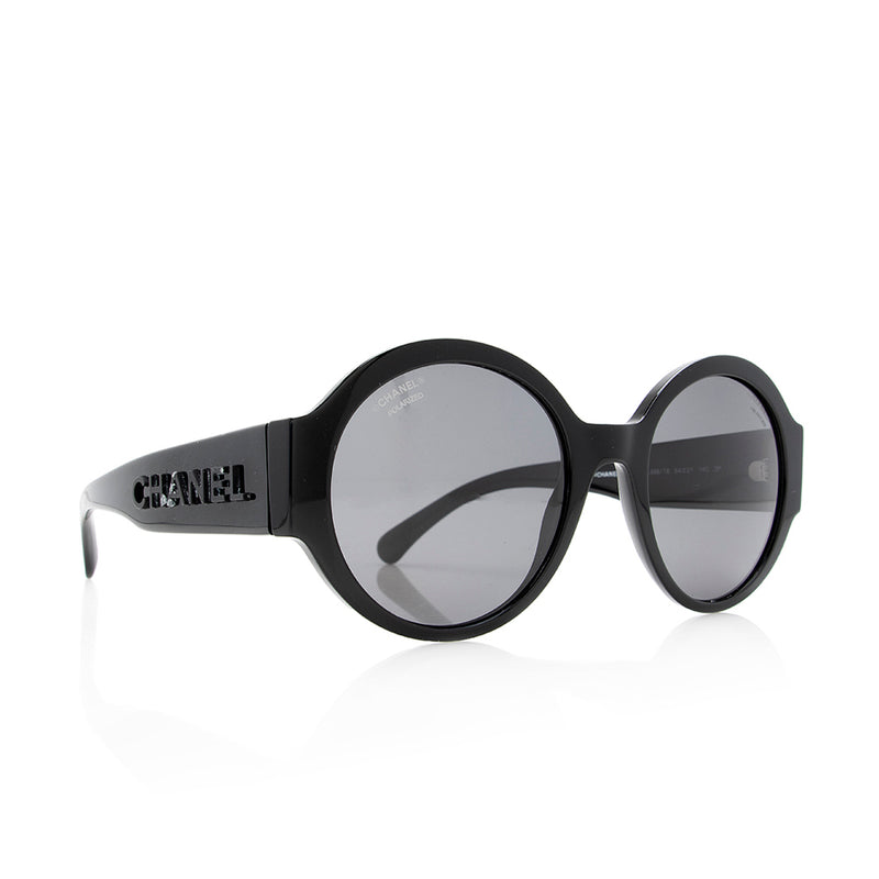 Chanel Black Round Sunglasses w/ Gold CC Logo (04151 94305)