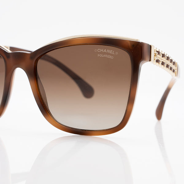 Shop CHANEL Chain Square Metallic Sunglasses (Ref: 5210Q 1460/83
