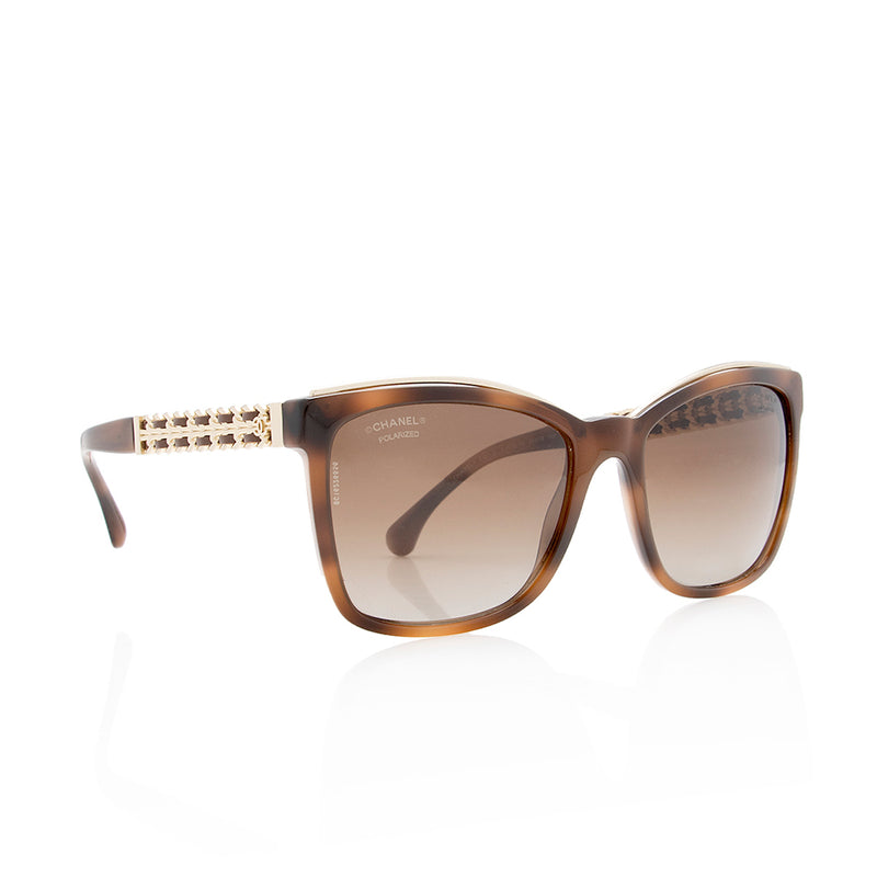 Chanel Polarized Square Chain Link Sunglasses (SHF-15200) – LuxeDH