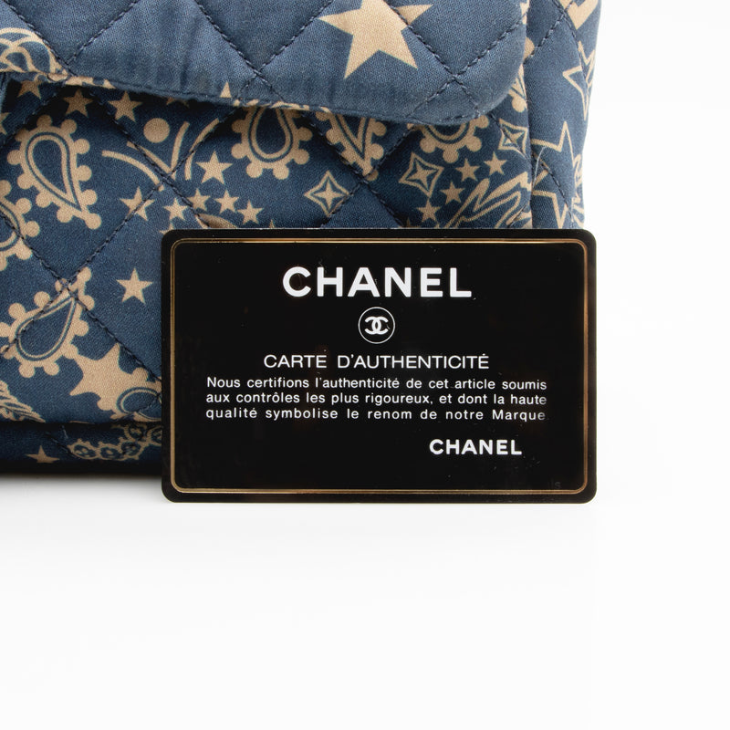 Chanel Quilted Canvas Paris-Dallas Bandana Medium Flap Bag (SHF-22933)