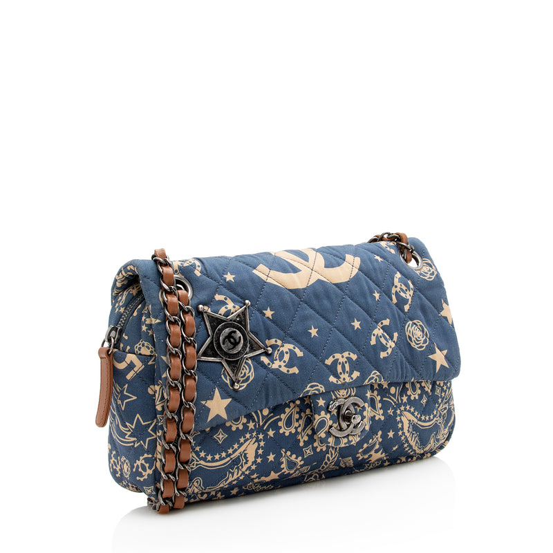 Chanel Quilted Canvas Paris-Dallas Bandana Medium Flap Bag (SHF
