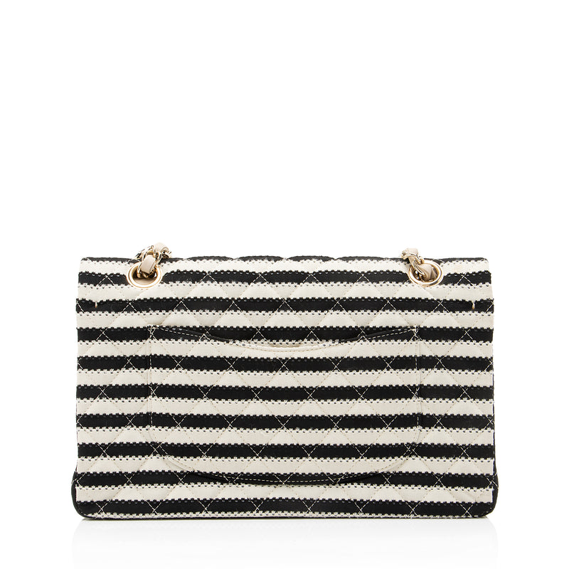 Chanel Flap Medium Black & White Striped Shoulder Bag