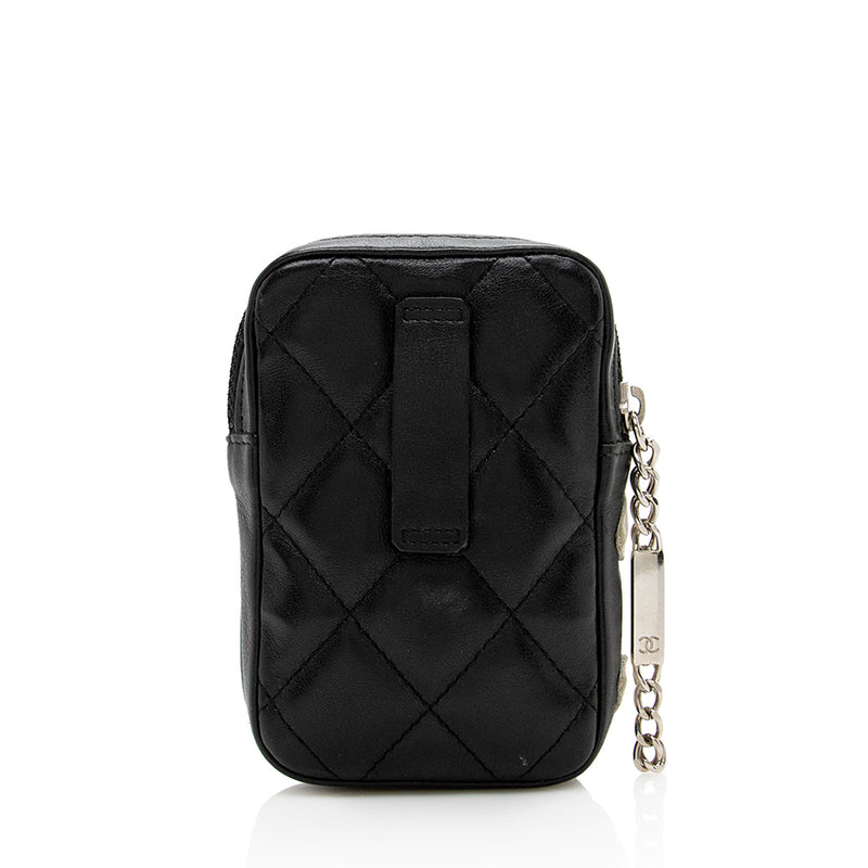 Chanel Quilted Lambskin Ligne Cambon Zip Mini Pouch (SHF-15996)