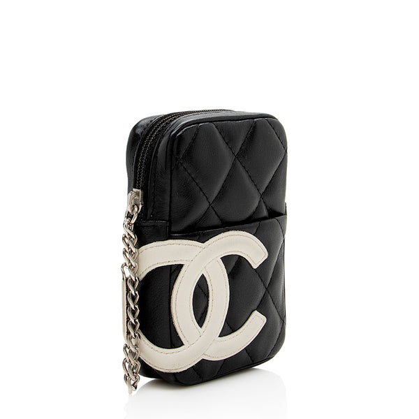 Chanel Quilted Lambskin Ligne Cambon Zip Mini Pouch (SHF-15996)