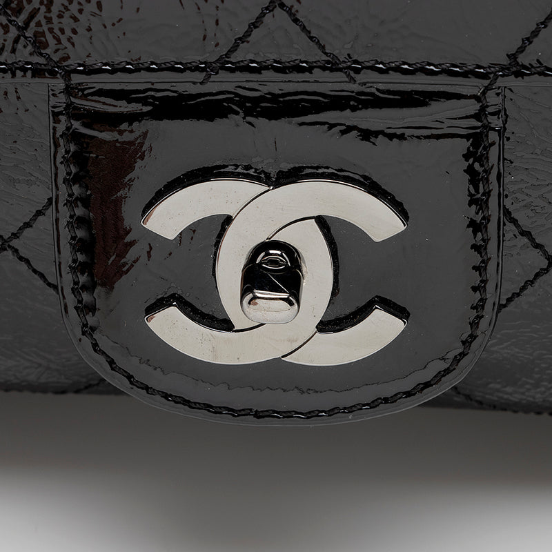 Chanel Quilted Patent Leather Ritz Flap Bag (SHF-17954)