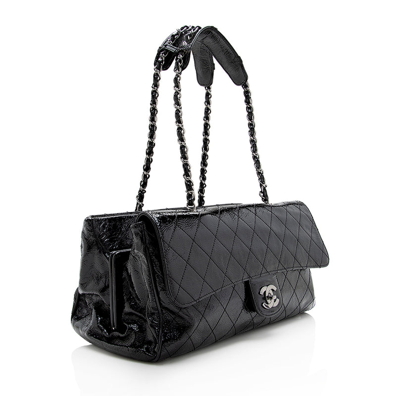 Chanel Quilted Patent Leather Ritz Flap Bag (SHF-17954)