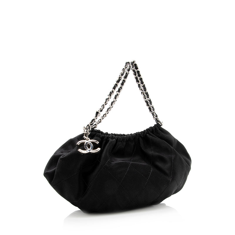 Chanel Quilted Satin CC Charm Mini Hobo (SHF-19277)