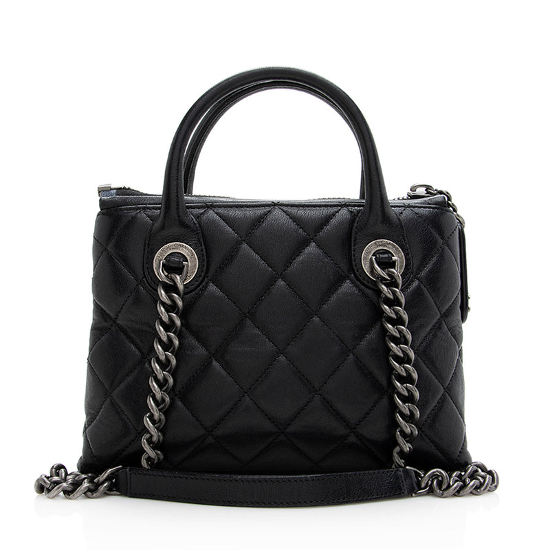 Chanel Quilted Sheepskin Small Zip Shopping Tote (SHF-18755)