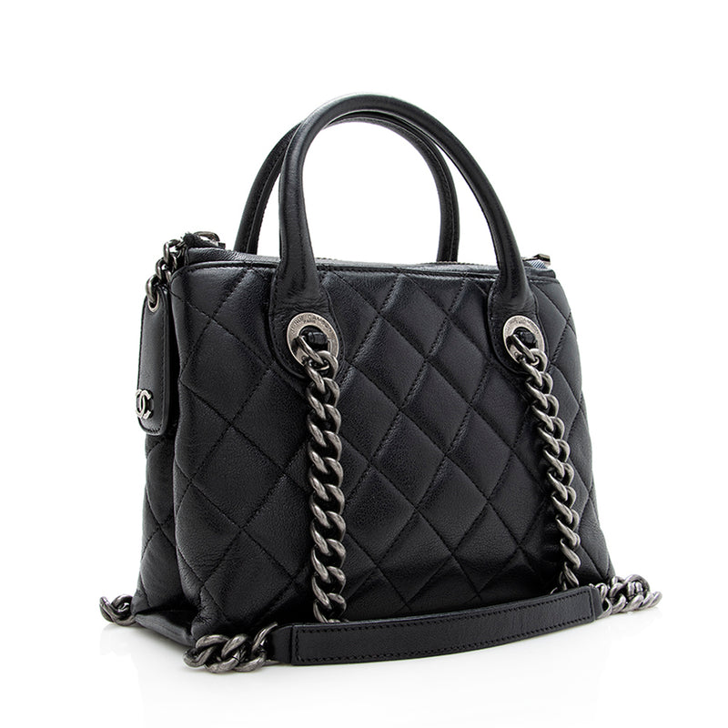 Chanel Quilted Sheepskin Small Zip Shopping Tote (SHF-18755) – LuxeDH