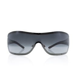 Chanel Black, Pattern Print Interlocking CC Logo Shield Sunglasses