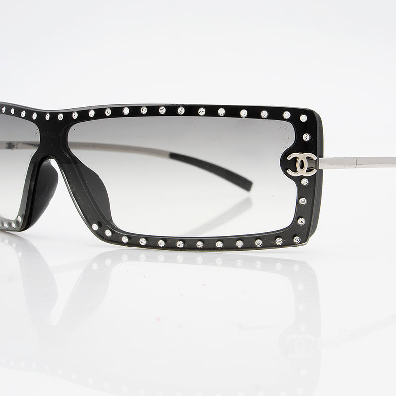 Chanel Rectangular Crystal Studded Sunglasses (SHF-16044)