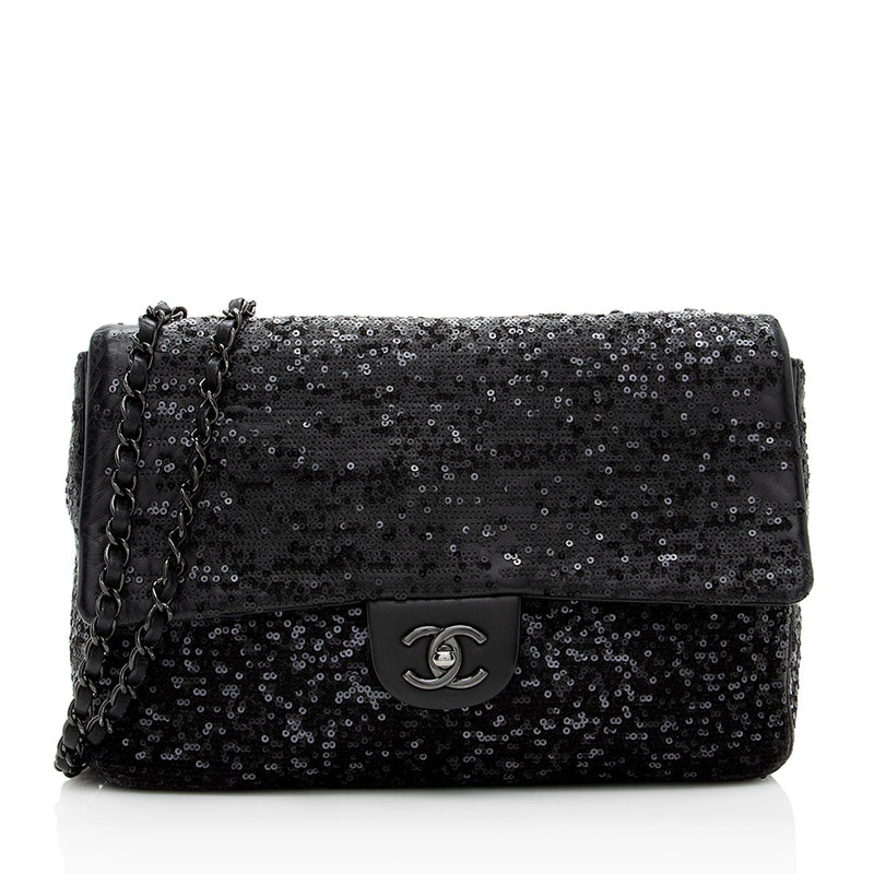 Chanel Sequin Embroidered Classic Flap Bag (SHF-18782) – LuxeDH