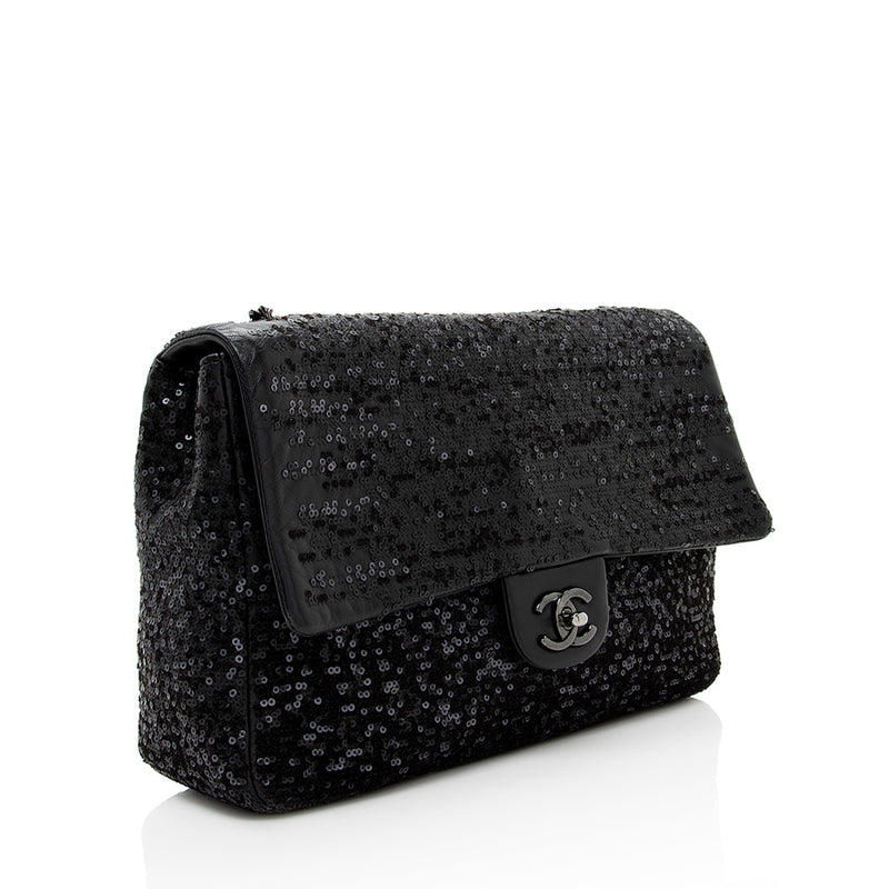 Chanel Sequin Embroidered Classic Flap Bag (SHF-18782)