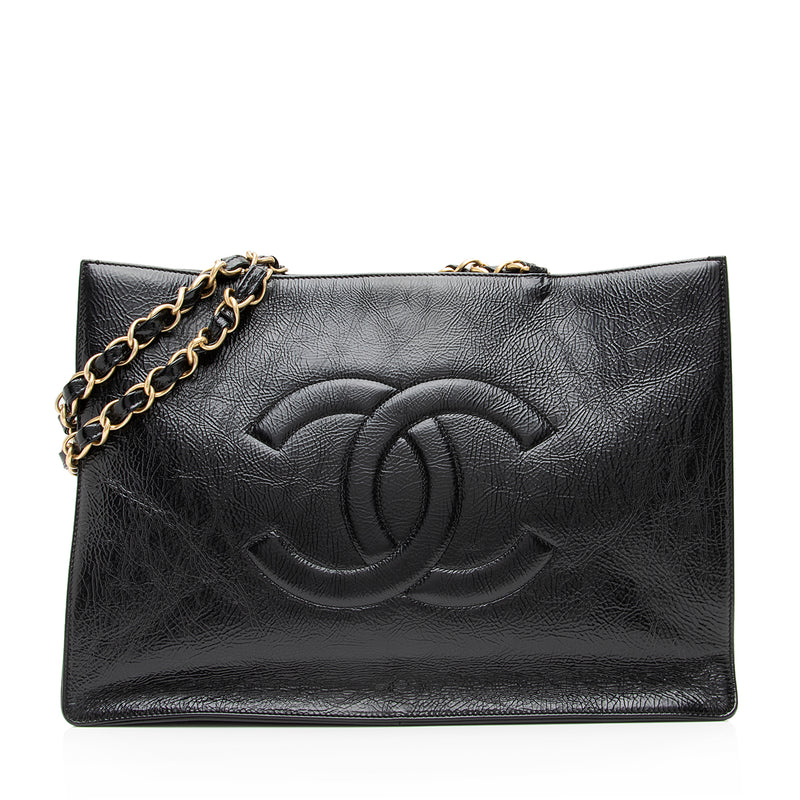 Chanel Shiny Aged Calfskin Timeless CC E/W Shopping Tote (SHF